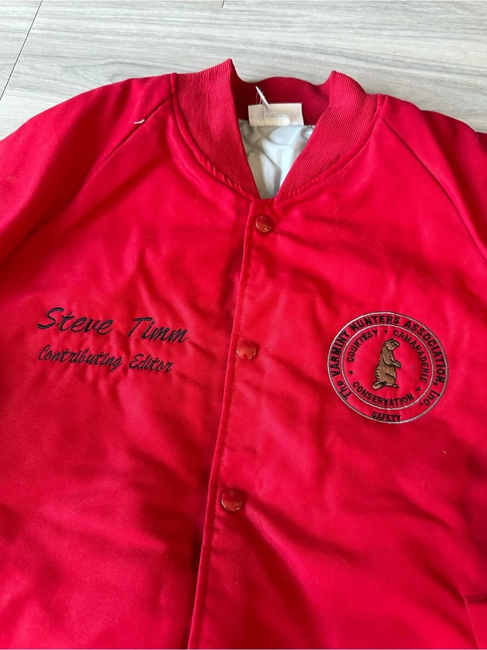 Vintage Hartwell The Varmint Hunters Association Red Bomber Jacket Men’s XL